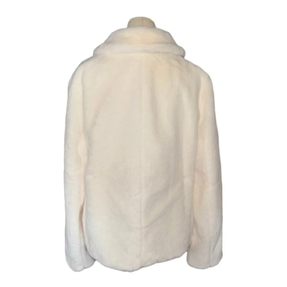 J. Crew Ivory White Cream Faux Fur Jacket